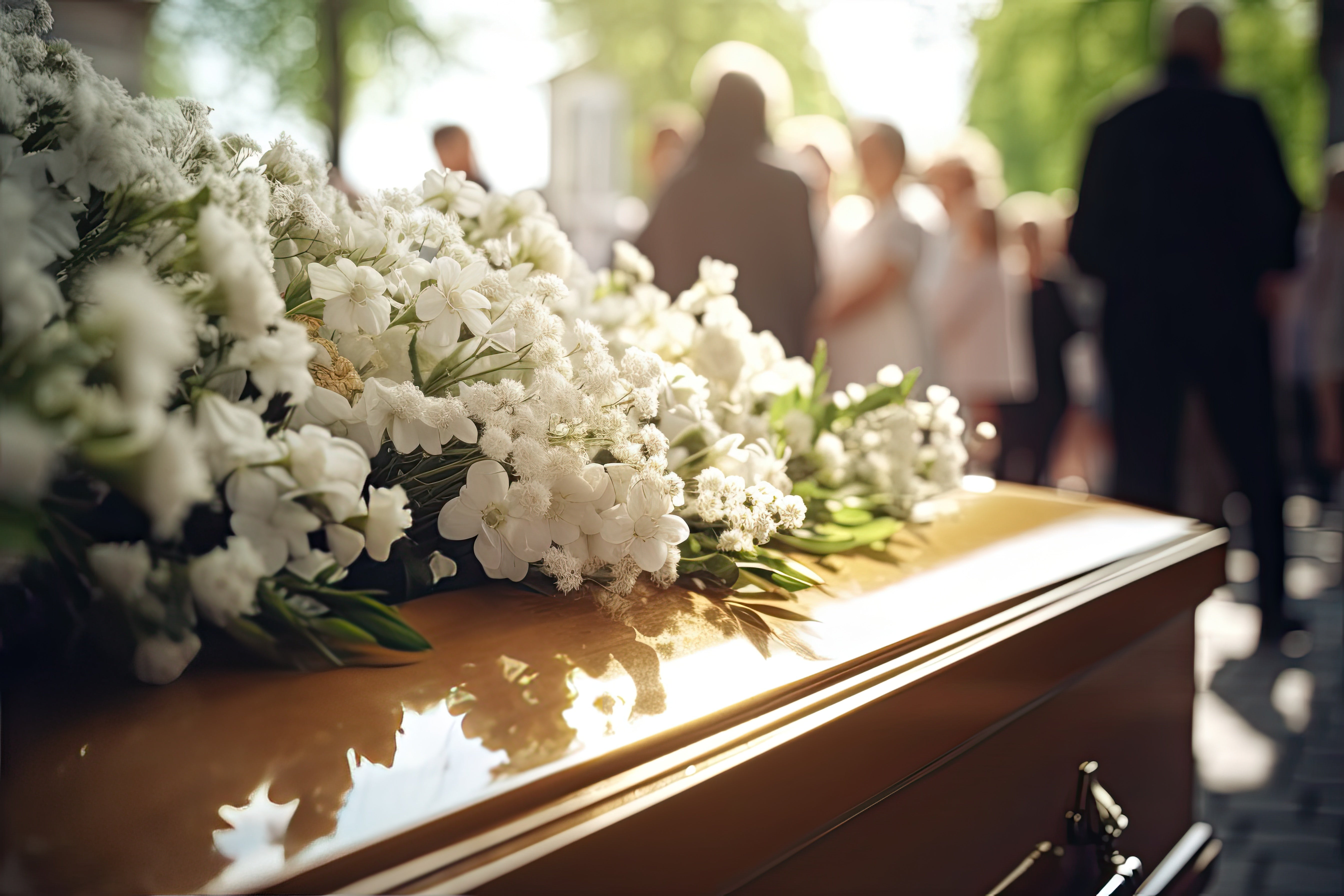 Casket with flowers